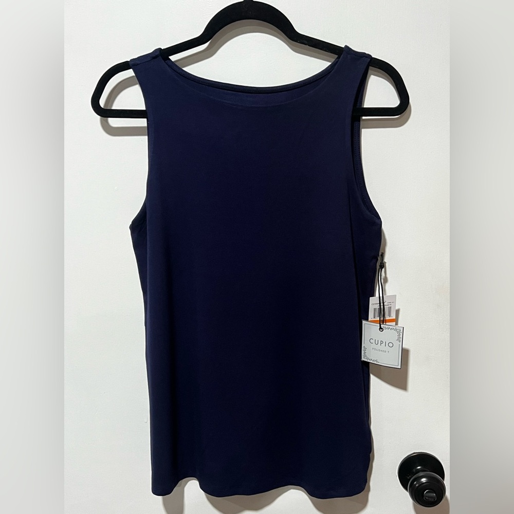 Cupio Navy Scoop Neck Sleeveless Tank